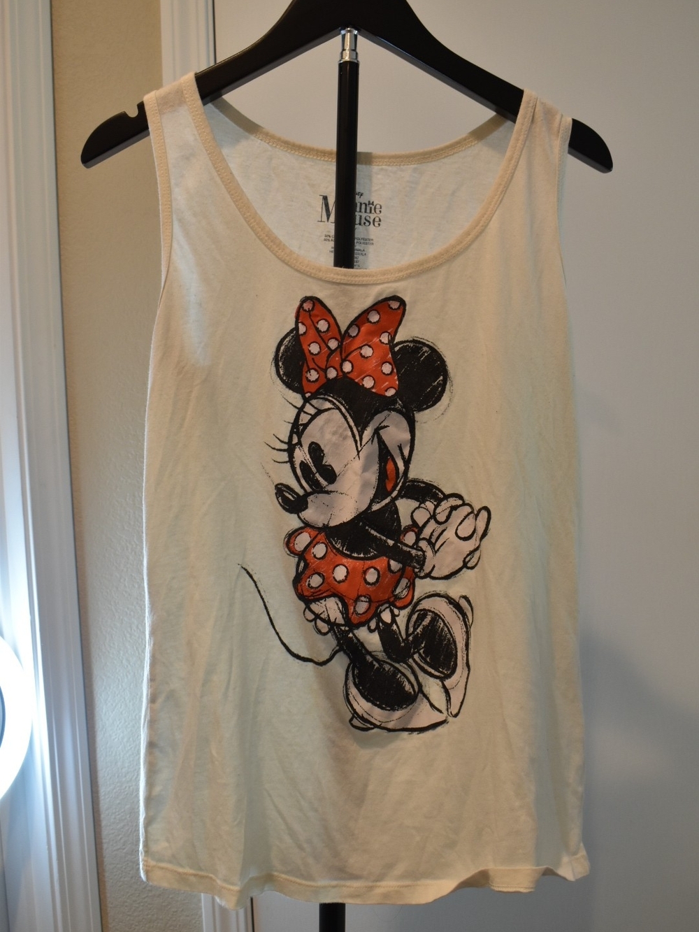 Minnie Mouse Polka Dot Graphic Tank - Cream with Red